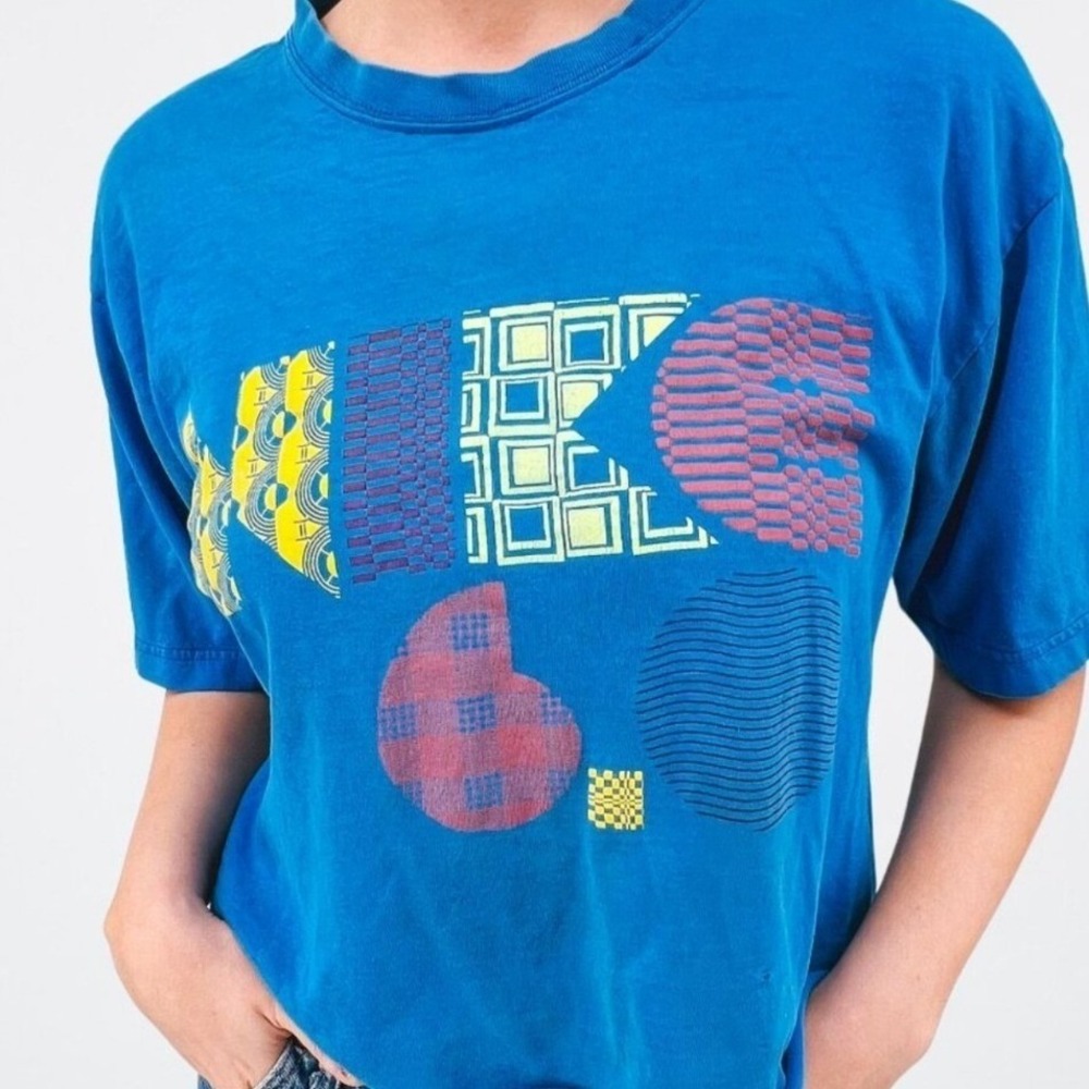 Nike 6.0 Blue Graphic T-Shirt Boxy Cropped Raw Hem Short Sleeve Crew Neck Tee - Picture 5 of 7